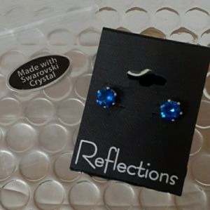 SWAROVSKI Crystal Sapphire Blue Stud Earrings 2 CTW Hypoallergenic NEW!